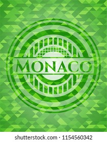 Monaco green emblem. Mosaic background
