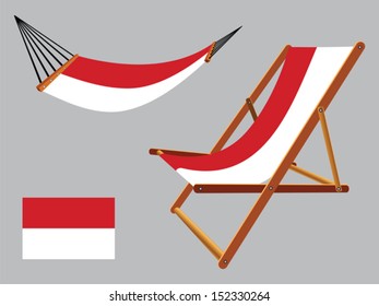 monaco hammock and deck chair set against gray background, abstract vector art illustration