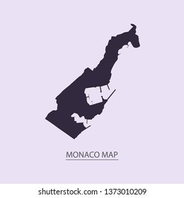 Monaco - High detailed map violet outline map with caption on violet background.Abstract design vector illustration eps 10.