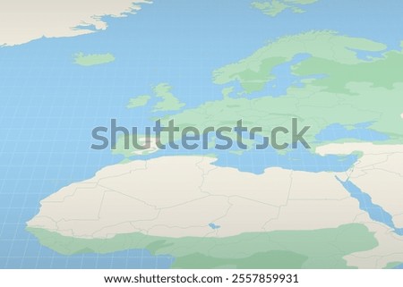 Monaco highlighted on a detailed map, geographic location of Monaco. Vector Map.