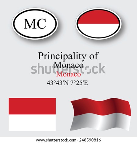 monaco icons set against gray background, abstract vector art illustration, image contains transparency
