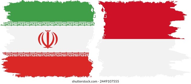 Monaco and Iran grunge flags connection, vector