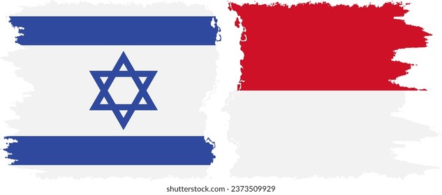 Monaco and Israel grunge flags connection, vector