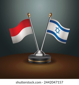 Monaco and Israel table flags relation with gradient backgrund. Vector Illustration