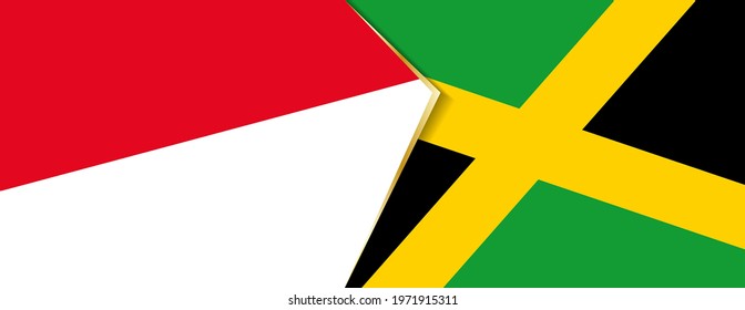 Monaco and Jamaica flags, two vector flags symbol of relationship or confrontation.