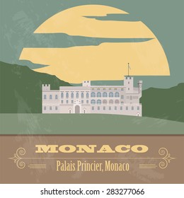 Monaco landmarks. Retro styled image. Vector illustration