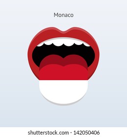 Monaco language. Abstract human mouth. Vector illustration.