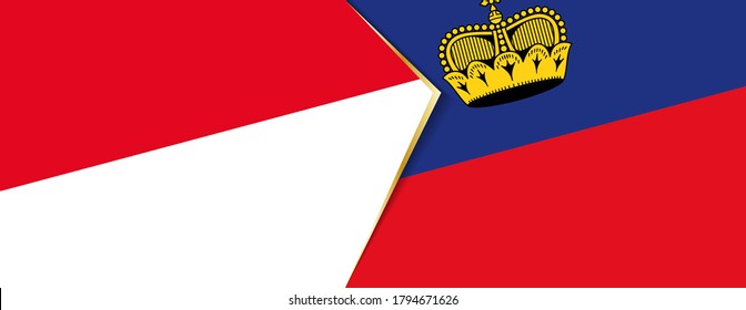 Monaco and Liechtenstein flags, two vector flags symbol of relationship or confrontation.