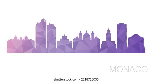 Monaco Low Poly Skyline Clip Art City Design. Geometric Polygon Graphic Horizon Icon. Vector Illustration Symbol.