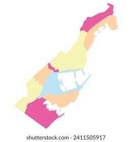 Monaco map. Map of Monaco in administrative provinces 