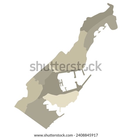 Monaco map. Map of Monaco in administrative provinces 