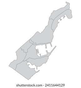 Monaco map. Map of Monaco in administrative provinces in grey color