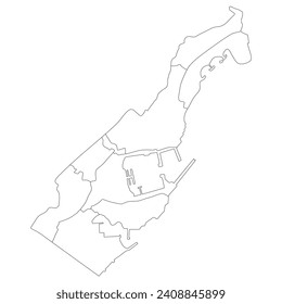 Monaco map. Map of Monaco in administrative provinces in white color