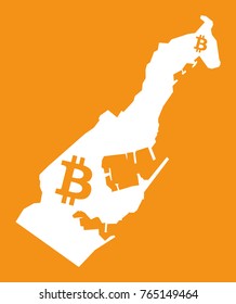 Monaco map with bitcoin crypto currency symbol illustration