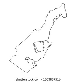 Monaco map from black contour curves lines on white background. Vector illustration.