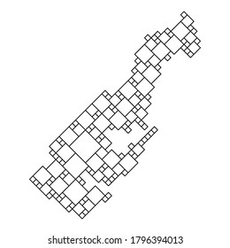 Monaco map from black pattern from a grid of squares of different sizes. Vector illustration.