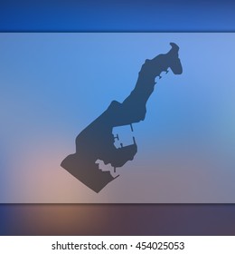 Monaco map. Blurred background with silhouette of Monaco map. Vector silhouette of Monaco map