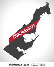 Monaco map with Coronavirus warning illustration