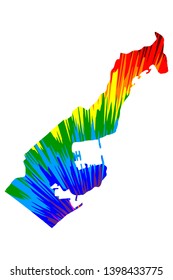 Monaco - map is designed rainbow abstract colorful pattern, Principality of Monaco map made of color explosion,