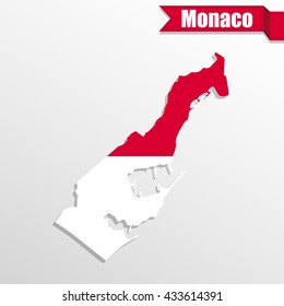 Monaco map with flag inside and ribbon