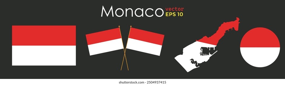 Monaco Map Flag Vector illustration 
