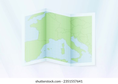 Monaco map, folded paper with Monaco map. Vector illustration.
