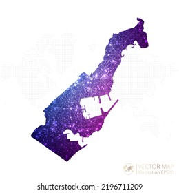 Monaco map in geometric wireframe blue with purple polygonal style gradient graphic on white background. Vector Illustration Eps10.