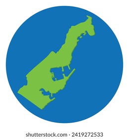 Monaco map. Map of Monaco in green color in globe design with blue circle color.