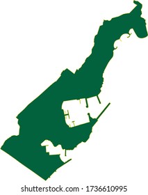 Monaco map in green color and yellow border on white background. Vector illustration.