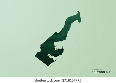 Monaco Map - Green Polygon Style Vector Illustration, Low Poly Geometric Design with Clean Silhouette on soft green Background.