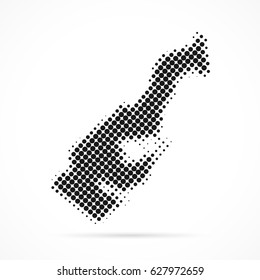 Monaco map in halftone. Dotted illustration isolated on a white background. Vector illustration.