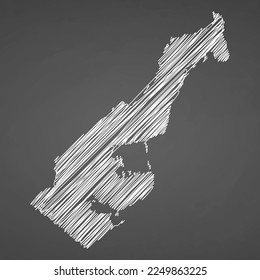 Monaco map hand drawn sketch. Vector concept illustration flag, scribble map. Country map for infographic, brochures and presentations isolated on black background. Vector illustration.