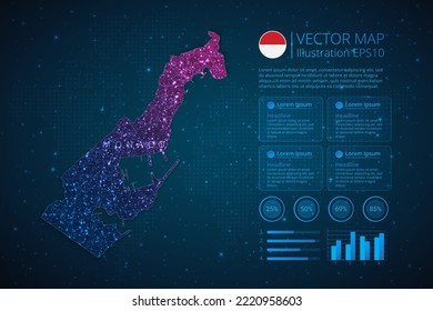 Monaco map infographics template for diagram, graph, presentation and chart with abstract geometric mesh polygonal light concept on blue background. Vector Illustration EPS10.