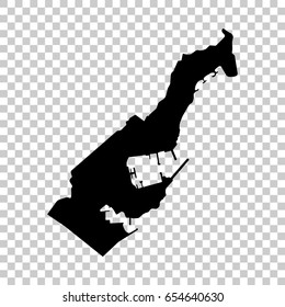 Monaco map isolated on transparent background. Black map for your design. Vector illustration, easy to edit.