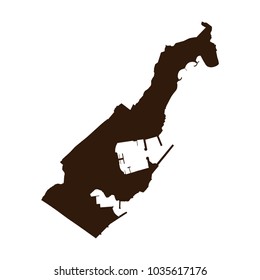 Monaco map with long shadow on white background.