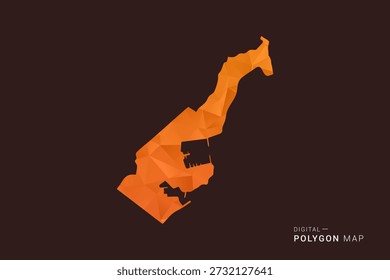 Mapa de Mónaco - Vector de polígono bajo, silueta triangulada geométrica en tonos naranja y marrón oscuro, estilo infográfico moderno limpio, fondo aislado.