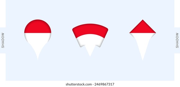 Juego de marcadores de mapas de Mónaco. Perfecto para proyectos relacionados con Mónaco, viajes, geografía y representación internacional. Vector colección.