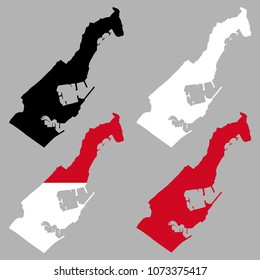 Monaco map with national flag decoration