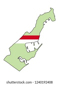 Monaco map with national flag decoration