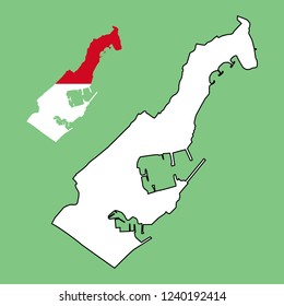 Monaco map with national flag decoration