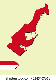 Monaco map with national flag decoration