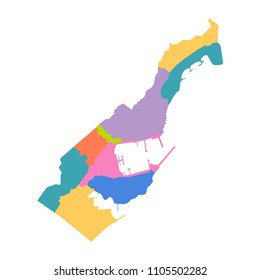 monaco map with regions vector flat illustration on white background