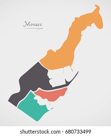 Monaco Map with states and modern round shapes
