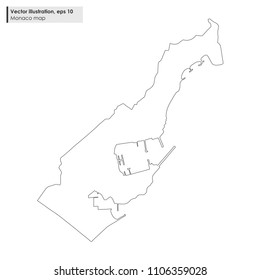 monaco map vector line illustration on white background