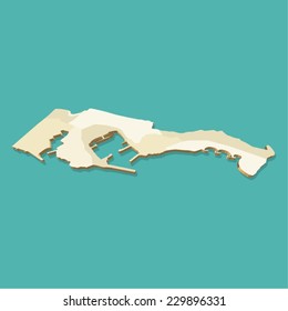 Monaco Map Vector Three Dimensional