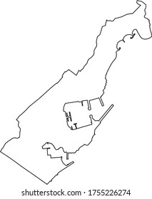 Monaco map in white color and black border on white background. Vector illustration.