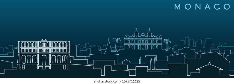 Monaco Multiple Lines Skyline and Landmarks