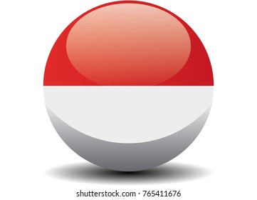 Monaco national circle button flag background texture. Vector illustration.