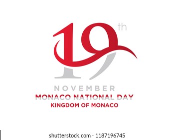 Monaco national day in November 19 th. Happy independence day. Vector. 5k