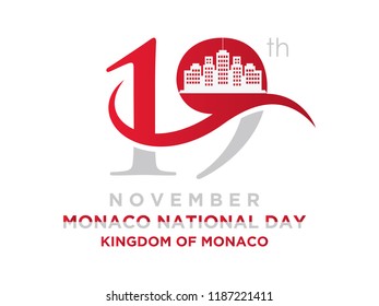 Monaco national day in November 19 th. Happy independence day. Vector. 5k